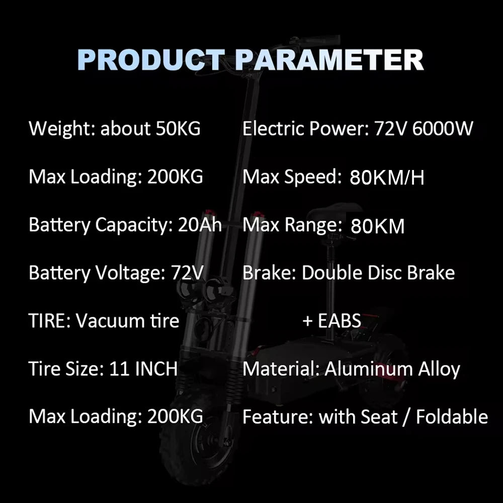 Jueshuai Scooter 72V 6000W Electric Offroad Scooter