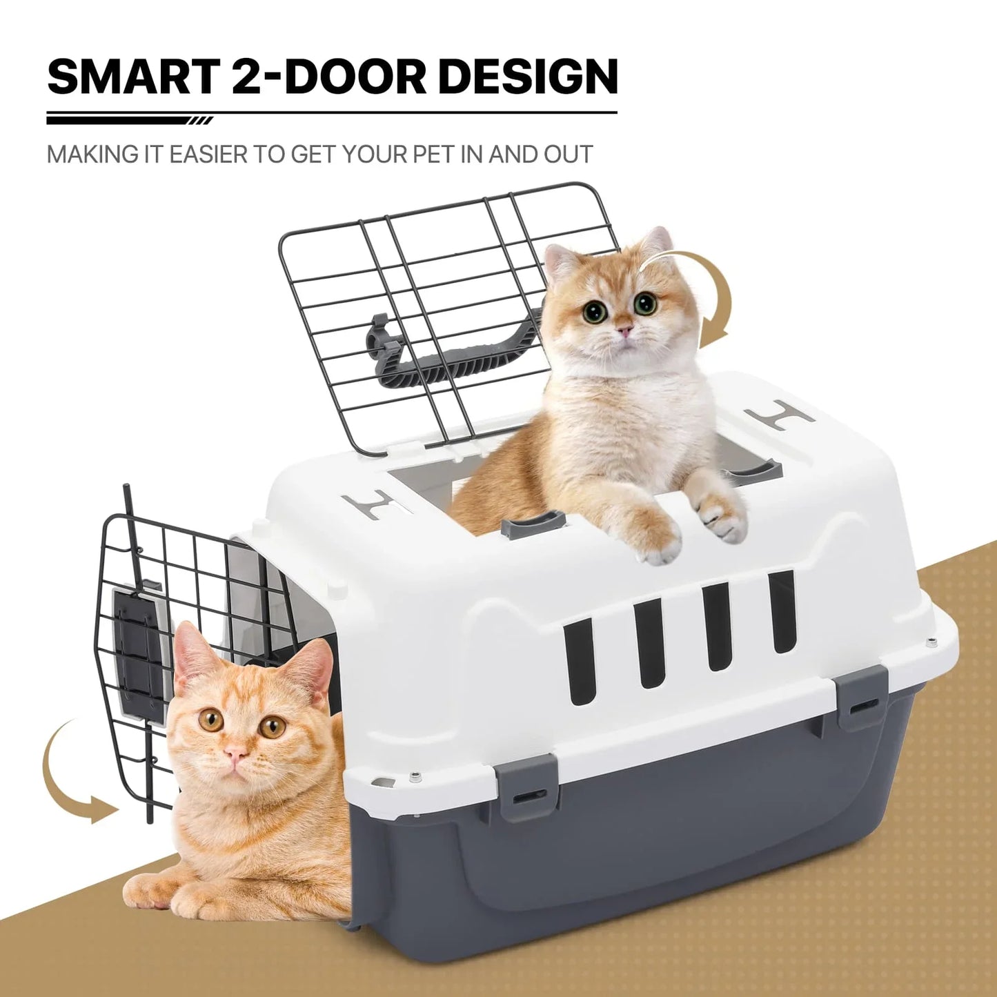 MoNiBloom 2-Door Cat And Dog Carrier Hard-Sided Travel Crate