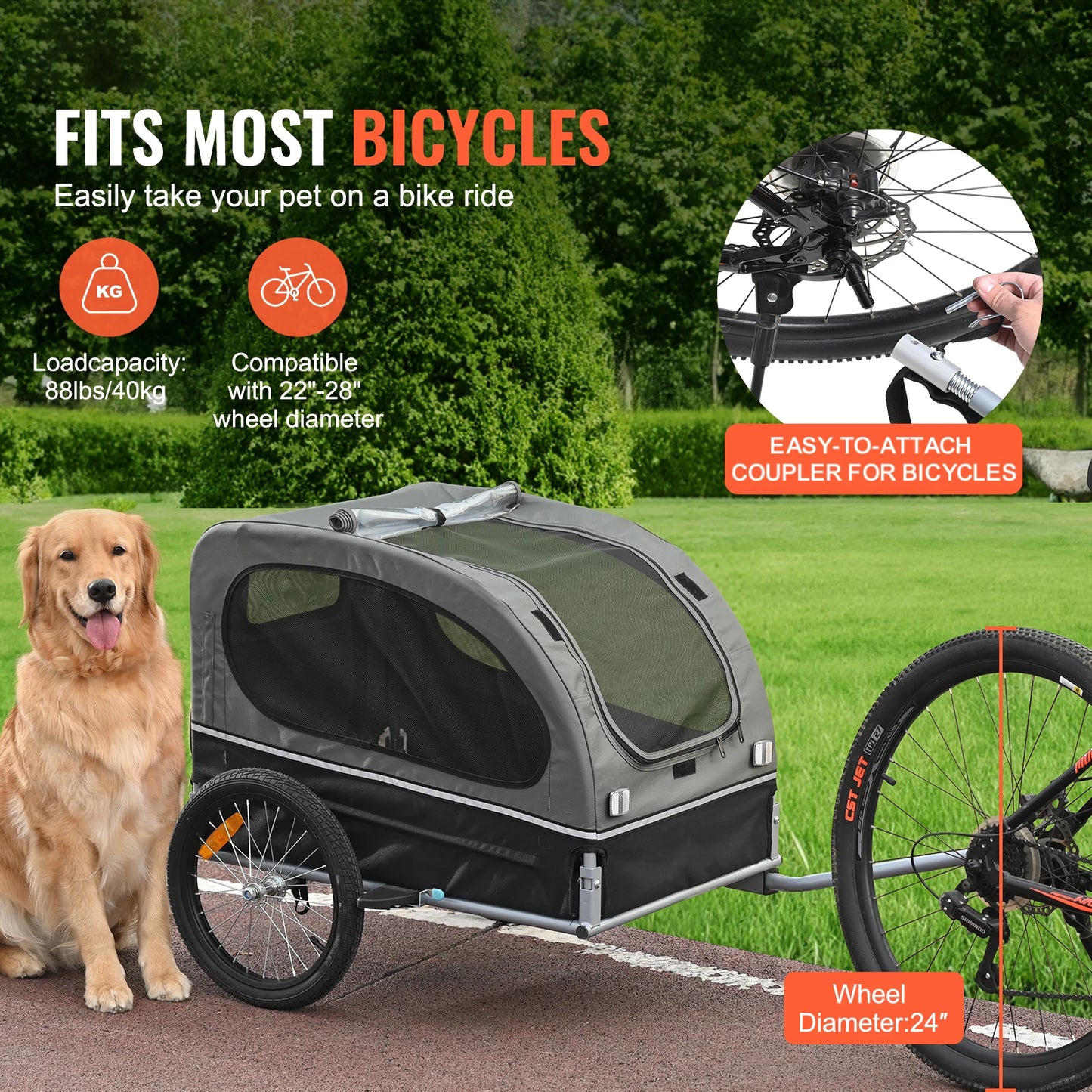 Dog Bike Trailer DT810 Portable Pet Carrier With Wheels