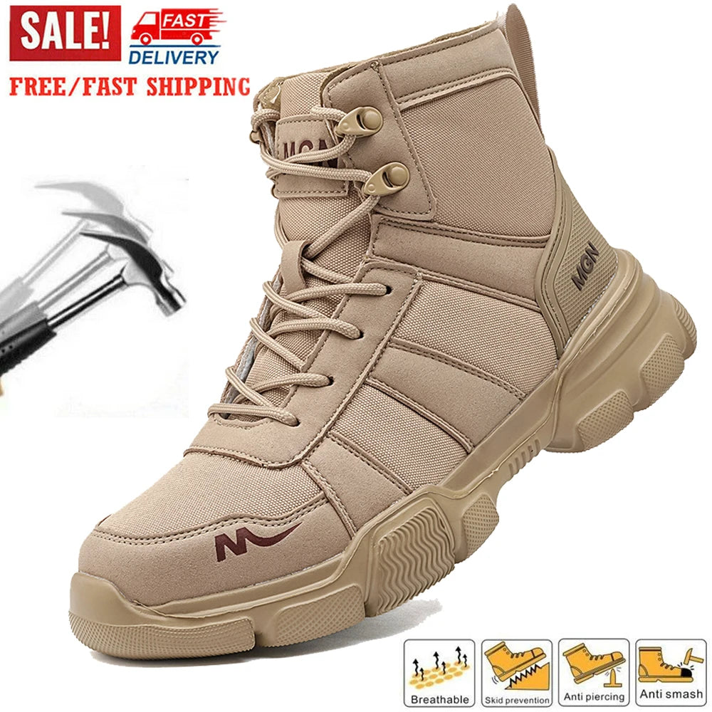 Men's Steel Toe Safety Boots Slip Resistant Lace Up