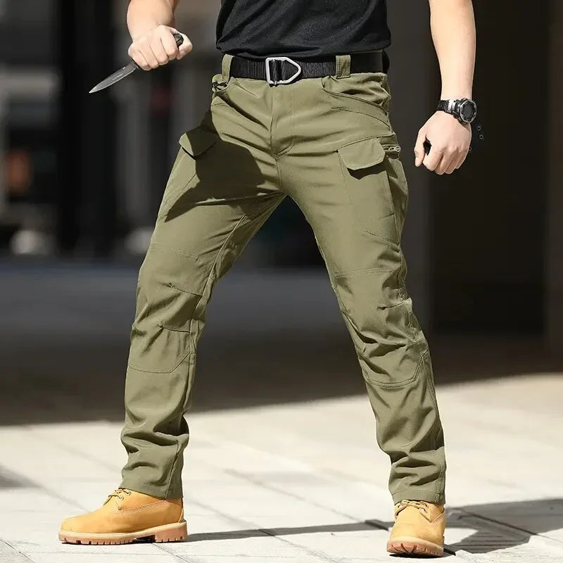 Men's Running Mountaineering Outdoor Sports Training Pants Casual Black Workwear Multi Pocket Zippered Trousers