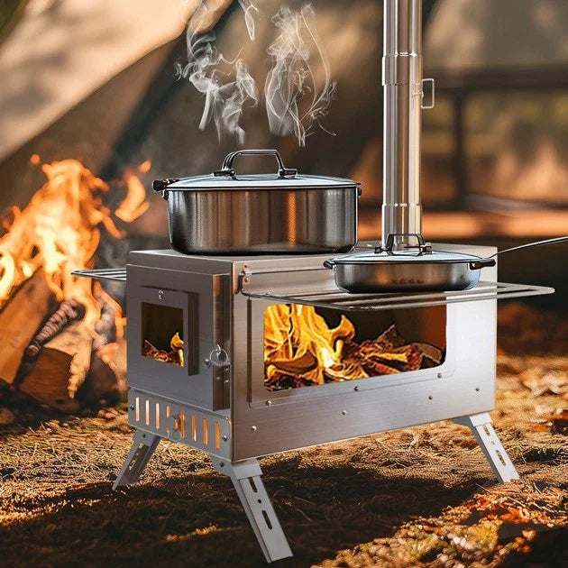 Hot Tent Stove Wood Burning Portable Outdoor Heater With Chimney
