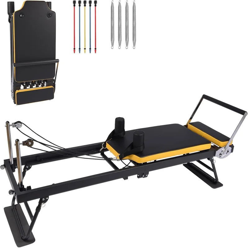 Pilates Reformer Machine Foldable With Adjustable Resistance For Home Gym