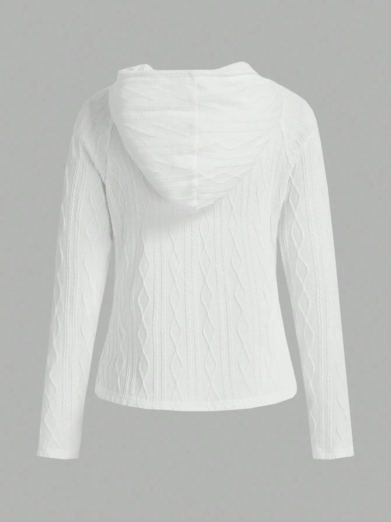Cable Knit Hooded Zip-Up Jacket for Women With Drawstring