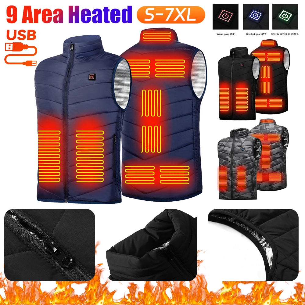 APWIKOGERCN Graphene Heated Jacket With 9 Zone USB Heating