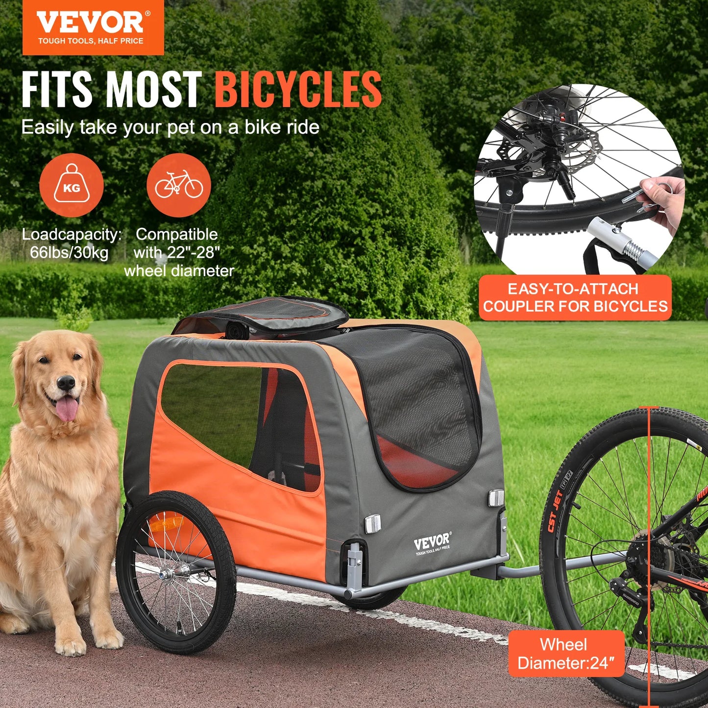 SucceBuy Pet Cart Bicycle Carrier Dog Bike Trailer Folding Frame
