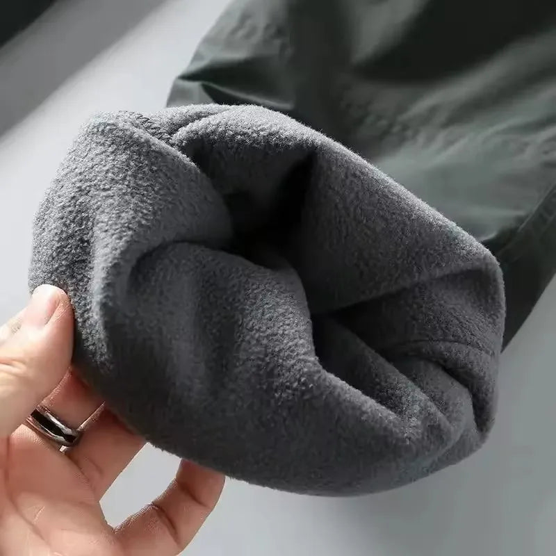 Tooling Pants Thick Waterproof Fleece Cargo Pants Men Women Winter Outdoor Multi-pockets Loose Straight Overall Long Trousers