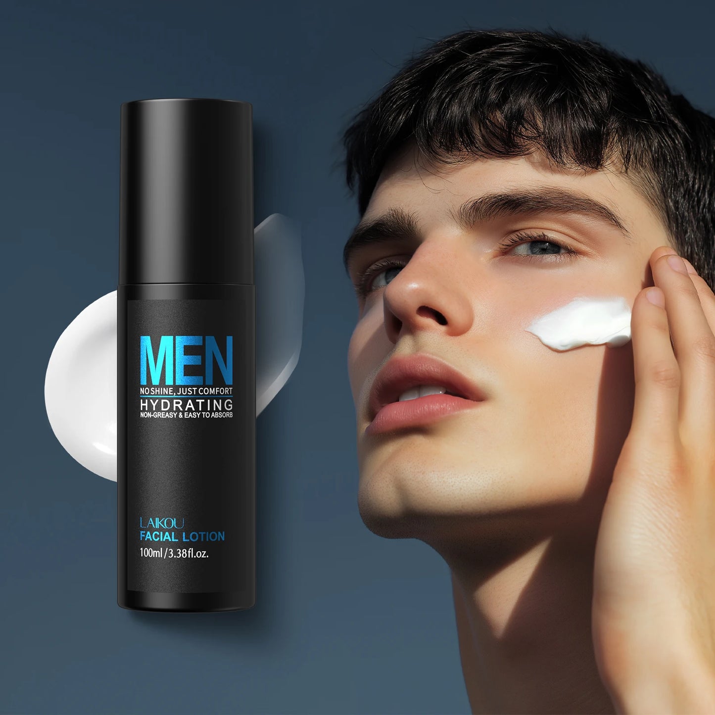 LAIKOU Men Skincare Set 4pcs Lazy Cream Cleanser Toner Lotion