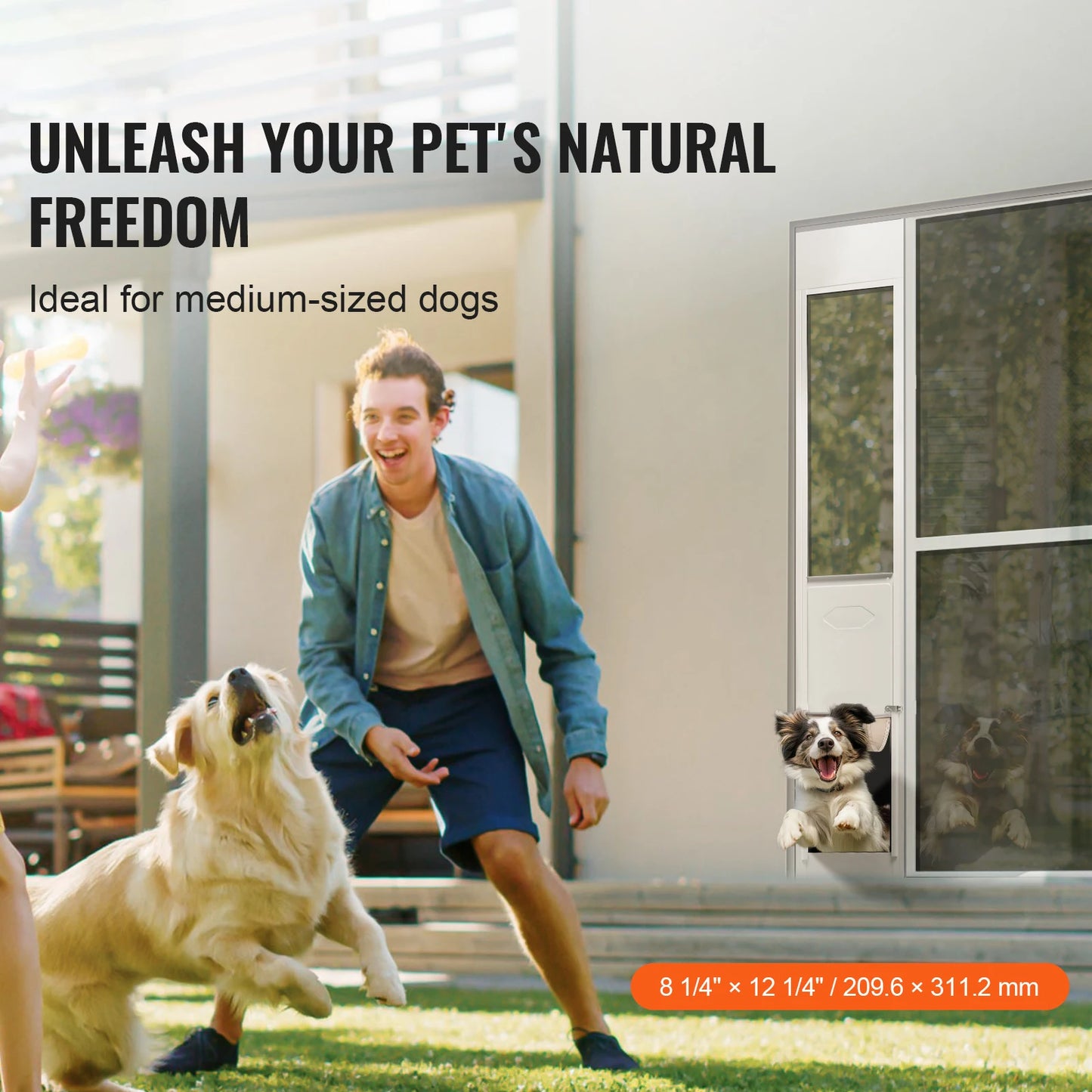 NONEDogDoor Sliding Glass Dog Door With Adjustable Height Aluminum Frame