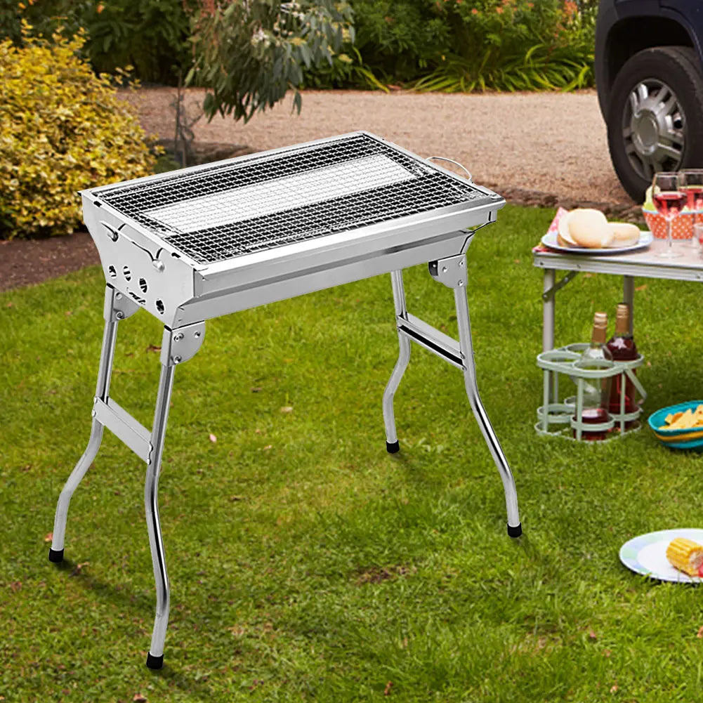 NONED Portable Stainless Steel Barbecue Grill With Stand For Camping