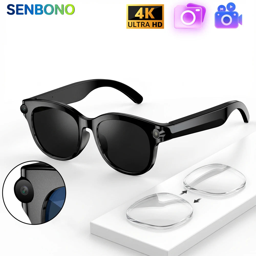 SENBONO Smart Glasses With AI Translator Bluetooth Built In Camera