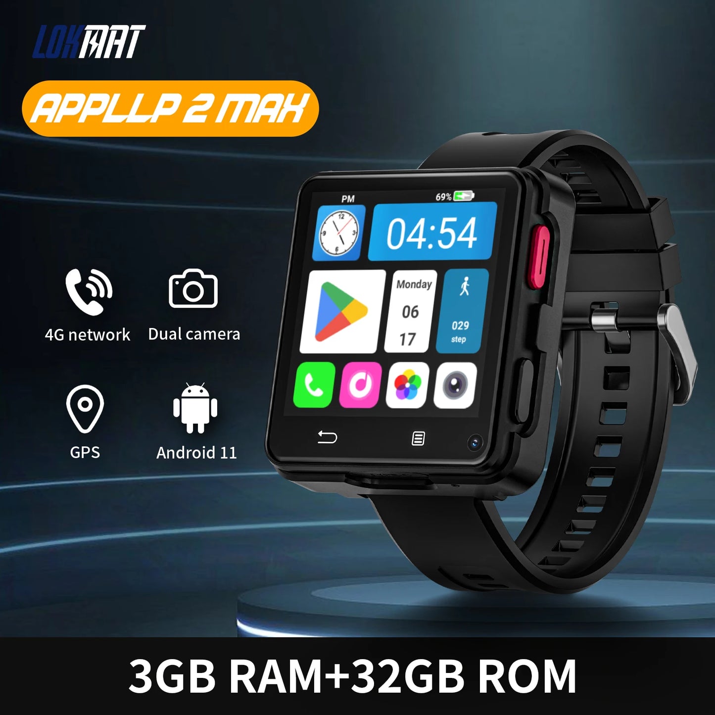 LOKMAT APPLLP 2 MAX Dual Camera Android 11 Smart Watch