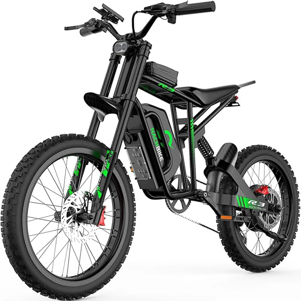 60V 6000W Electric Dirt Bike 50 Mile Range Full Suspension
