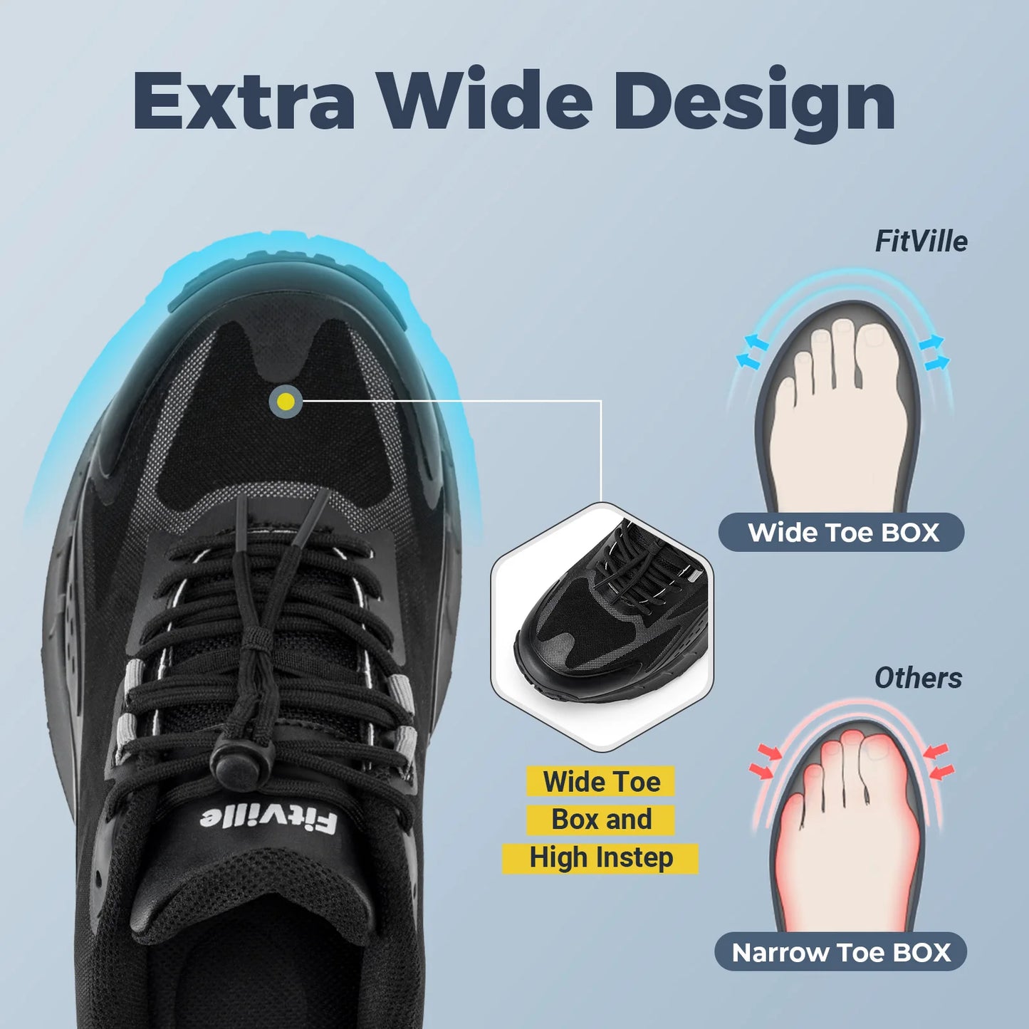 Fittington Men's Breathable Mesh Hiking Shoes With Arch Support