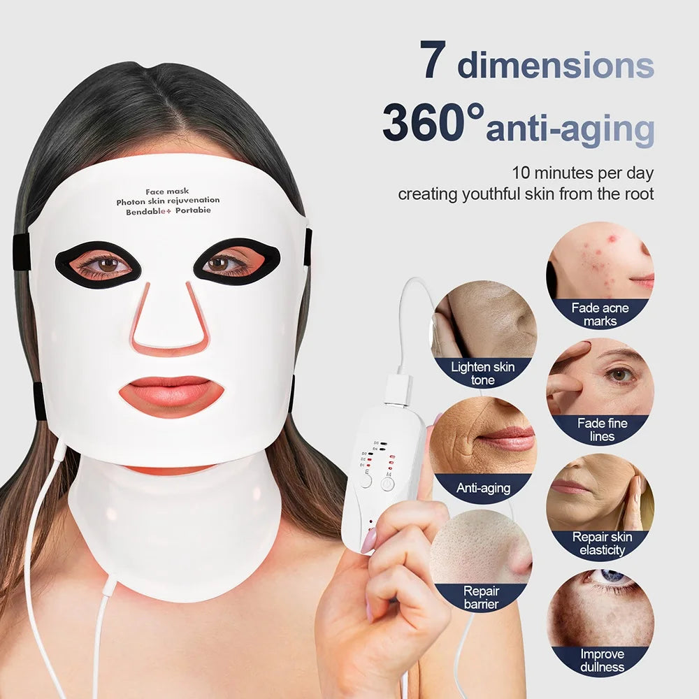 Foreverlily Silicone LED Mask With Neck For Red Light Infrared Therapy