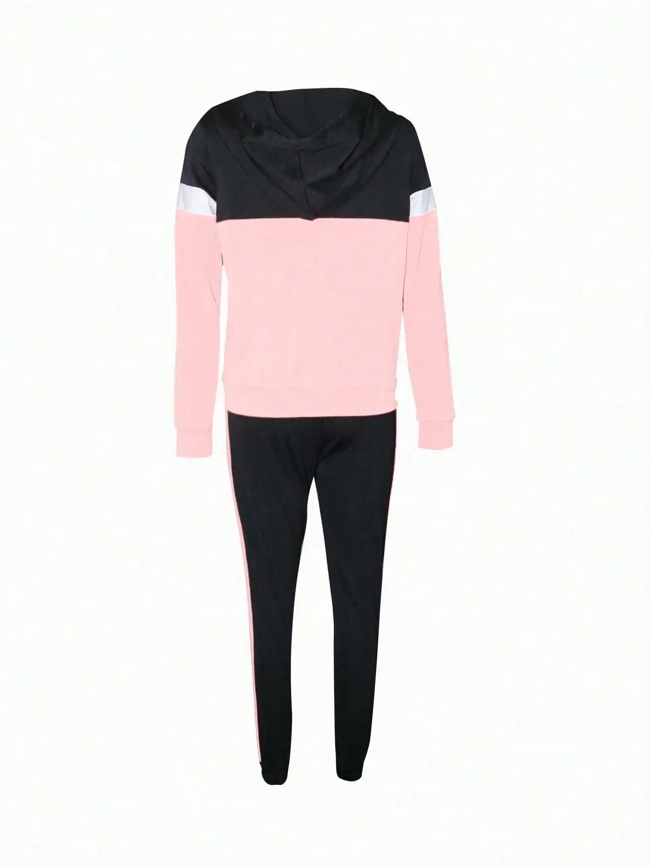Block Zip-Up Hooded Jacket and Side-Stripe Joggers Set
