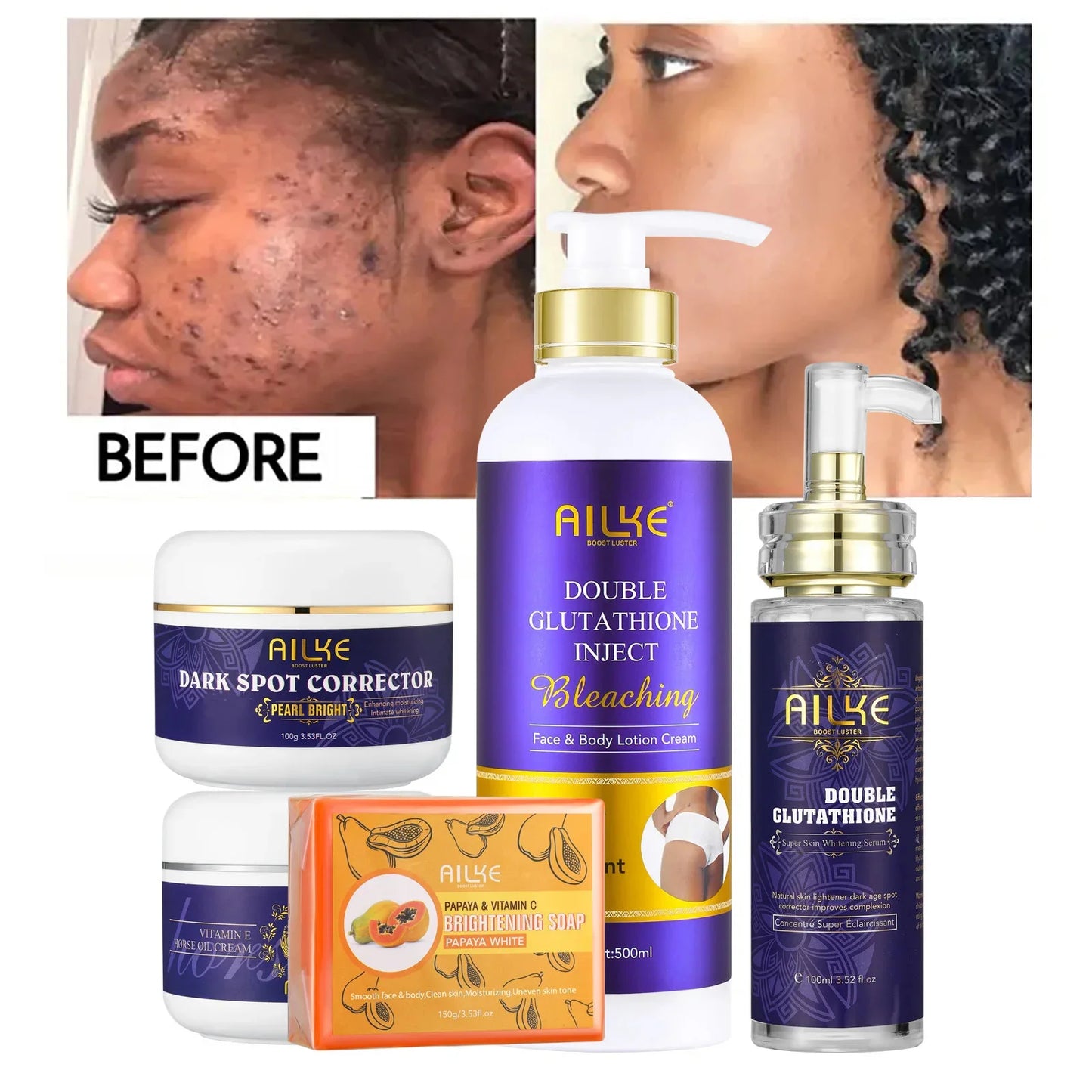 AILKE Glutathione Whitening Serum For Uneven Skin Tone