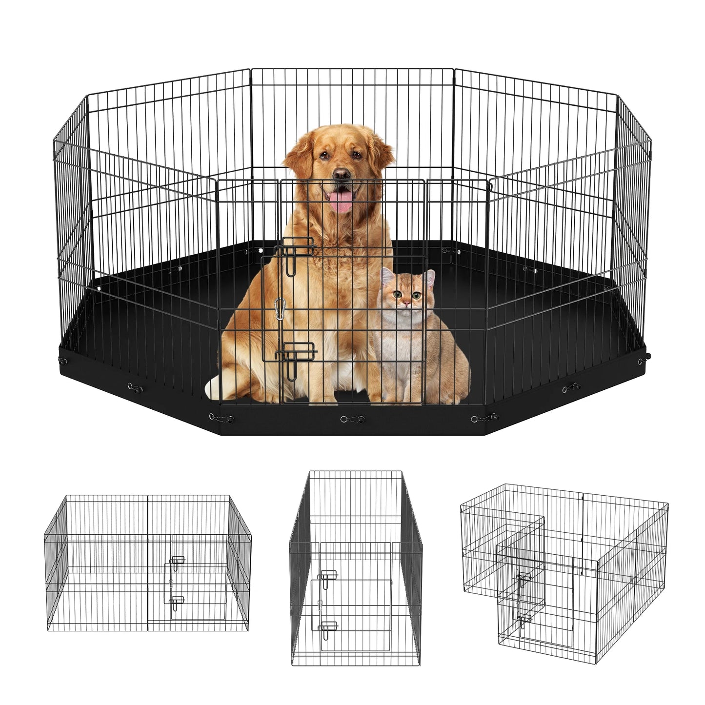 NONEDog Eight Panel Foldable Dog Playpen Metal Exercise Fence
