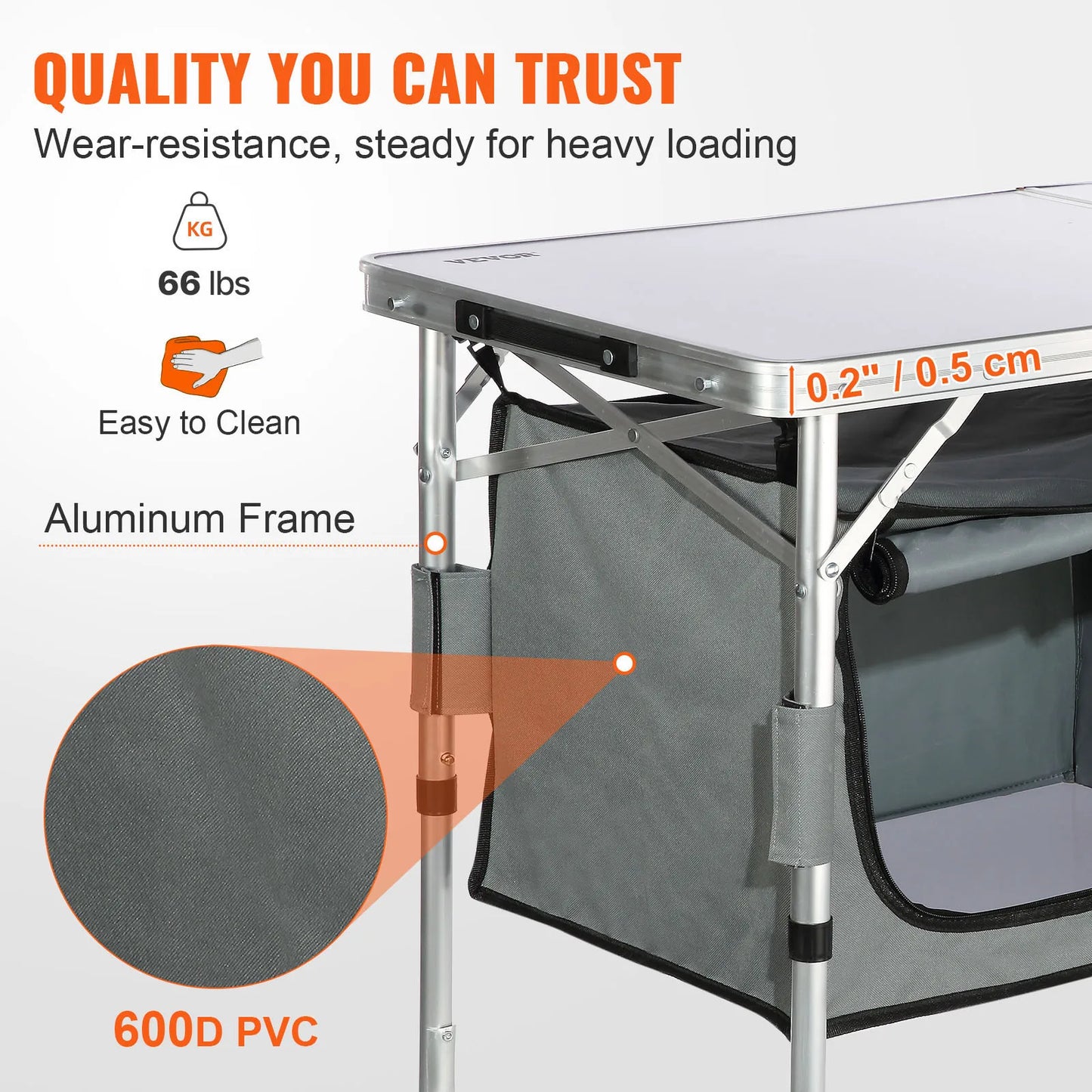 VEVOR Folding Camping Kitchen Table for Outdoor Picnics and BBQ