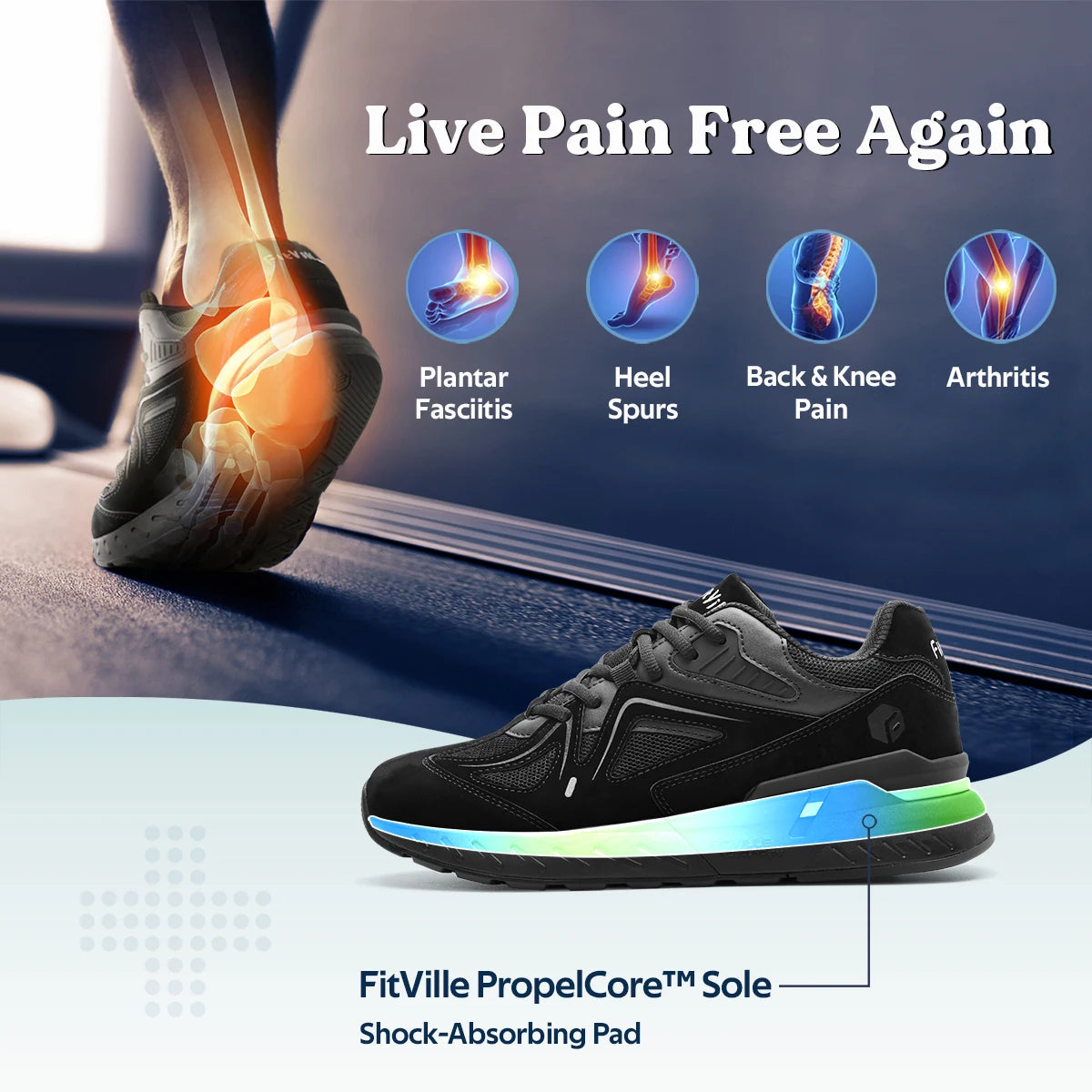 Fittington Men Walking Shoes Extra Wide Non Slip Flat Feet