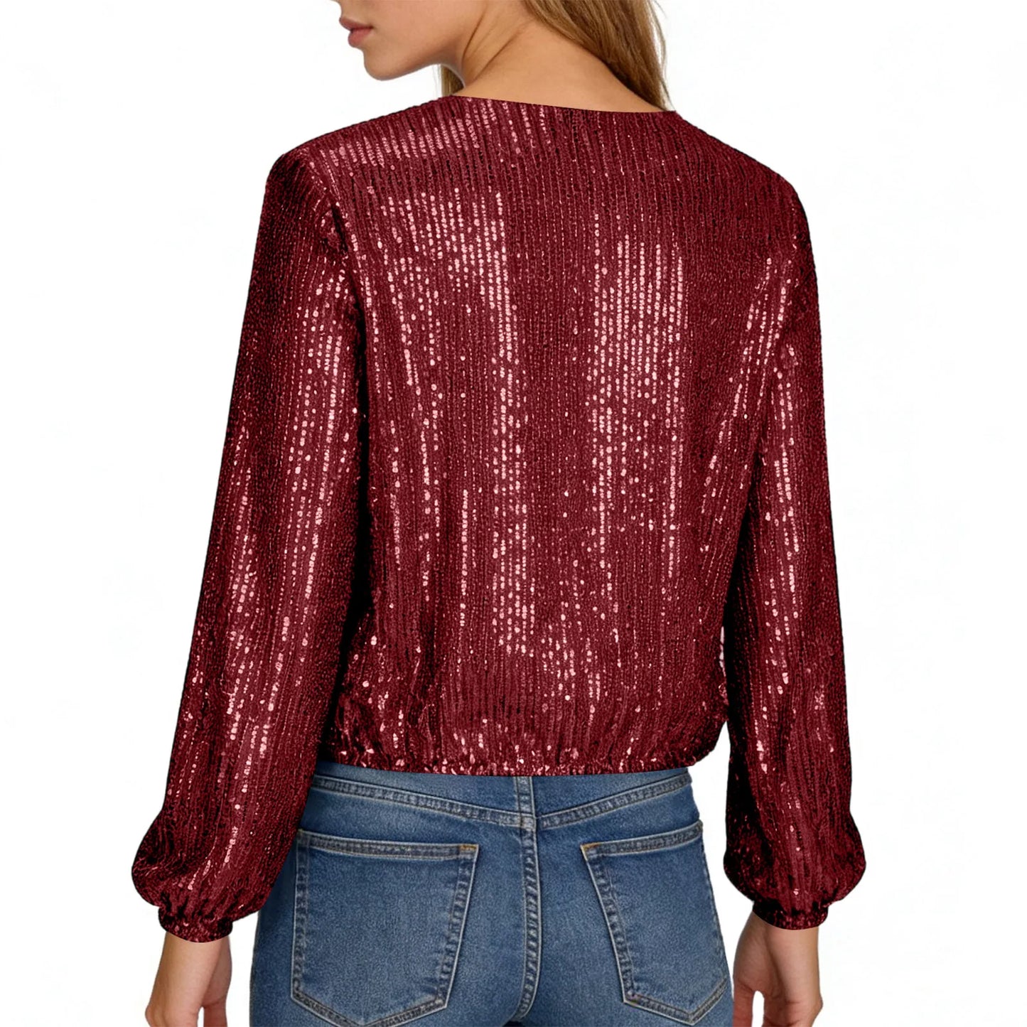 Sequin Jacket For Women Sparkly Long Sleeve Casual Outerwear