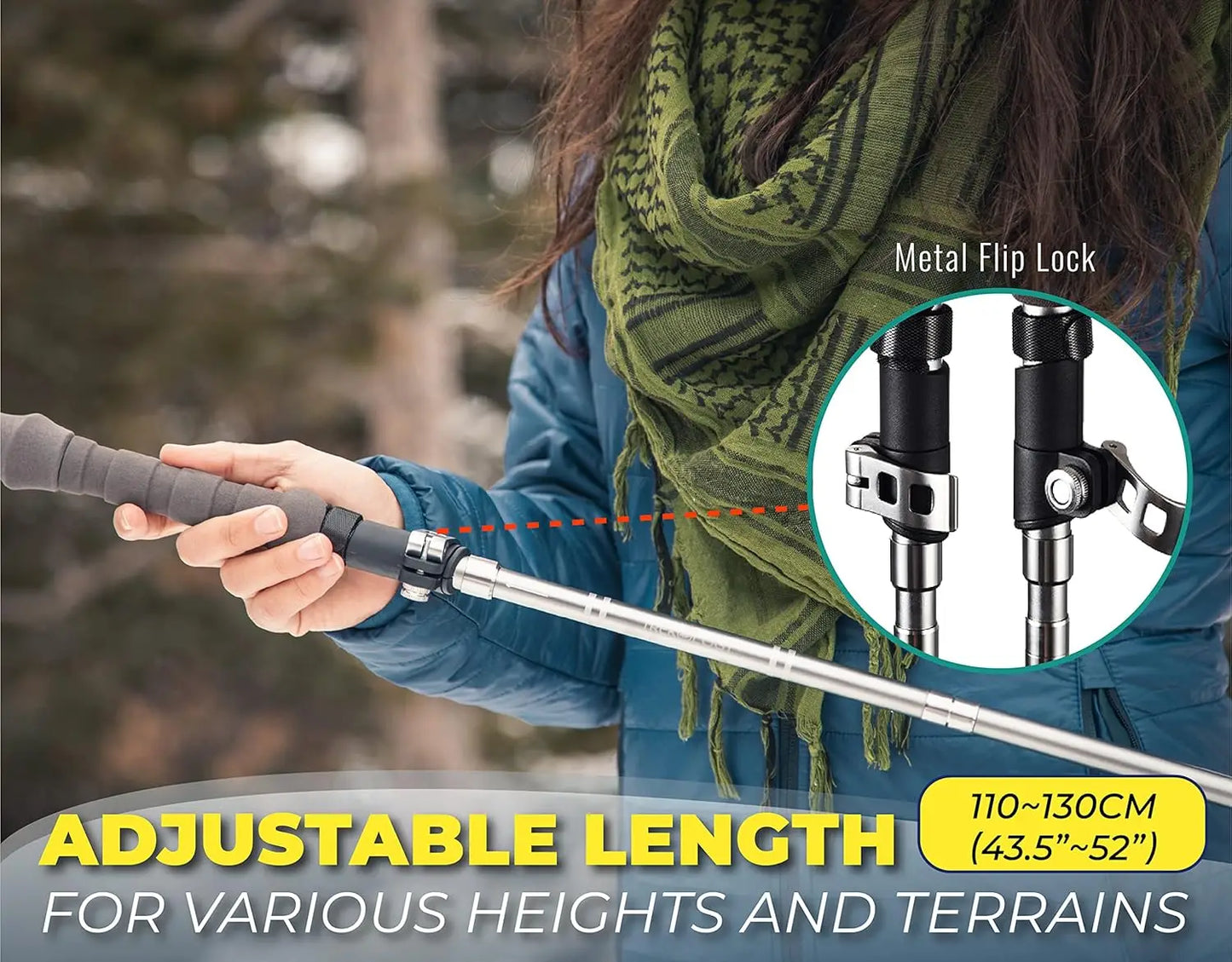 Lightweight Folding Hiking Poles With Adjustable Height