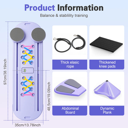 Ab Pilates Board Multi Functional Abdominal Fitness With Resistance Bands