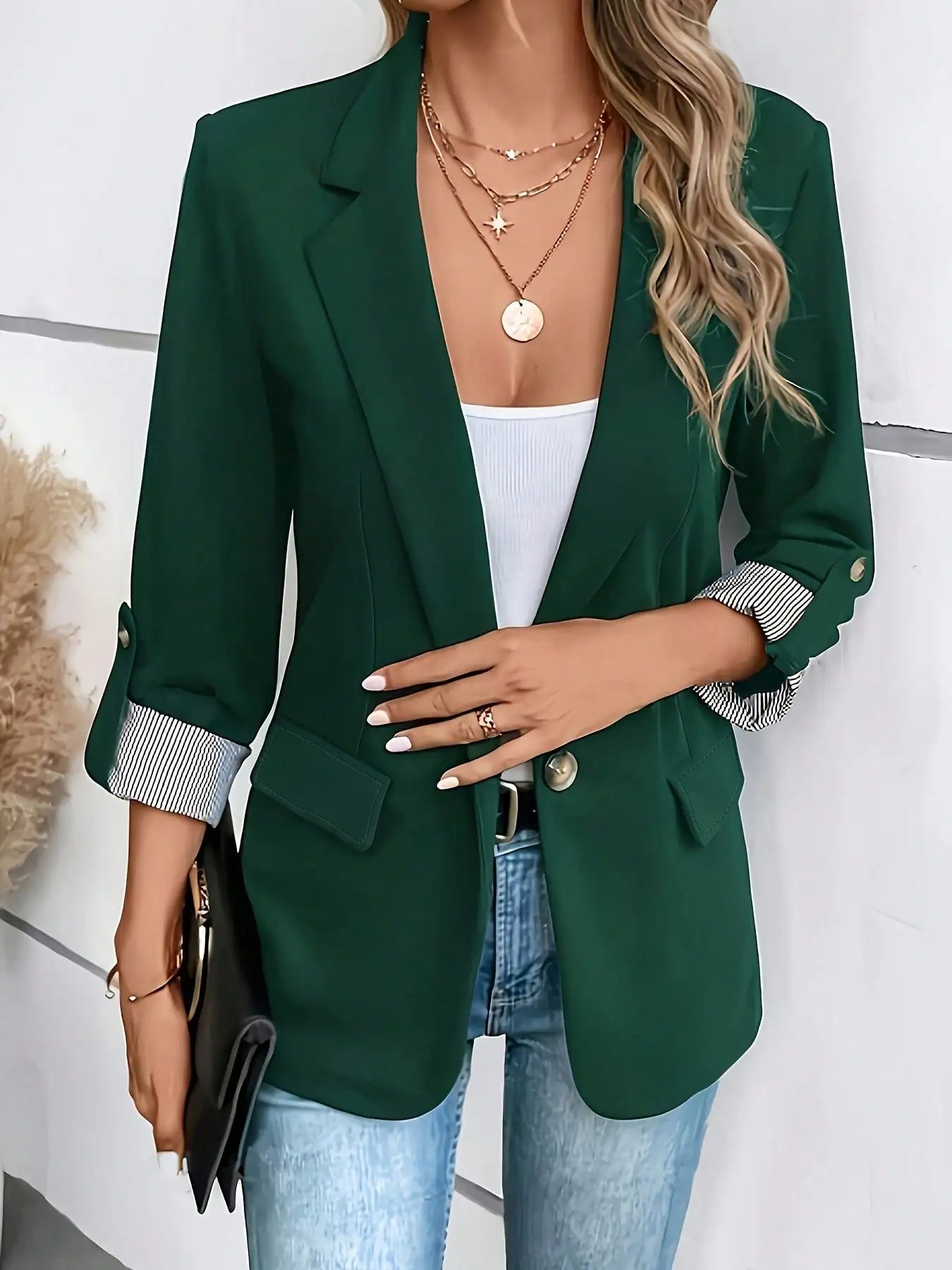 Junior Solid Casual Jacket With Gathered Cuffs For Spring