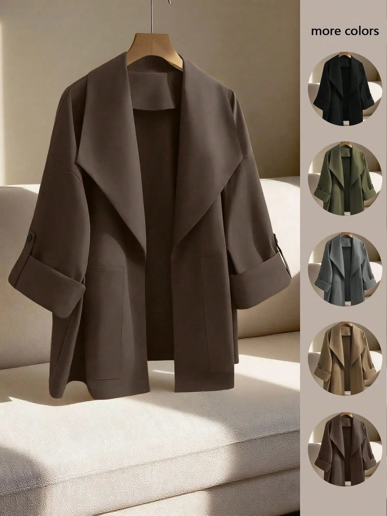 Women's Rolled Sleeve Windbreaker Jacket for Autumn