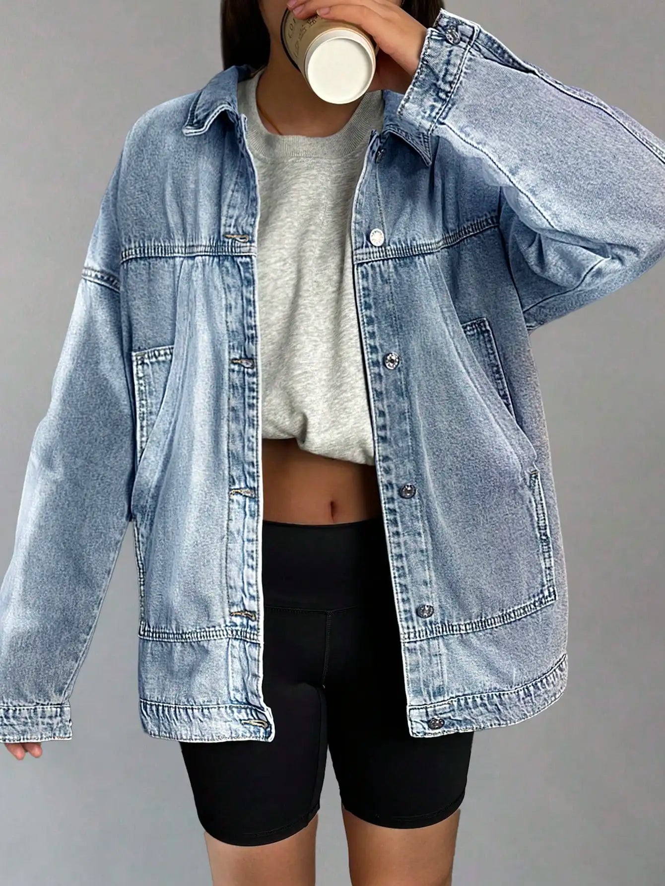 Denim Jacket Women Boyfriend Style Loose Fit Casual