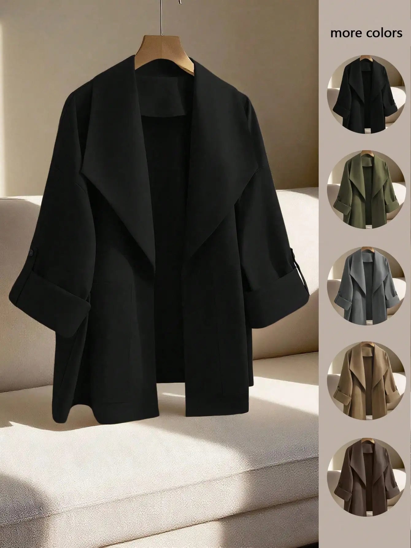 Women's Rolled Sleeve Windbreaker Jacket for Autumn