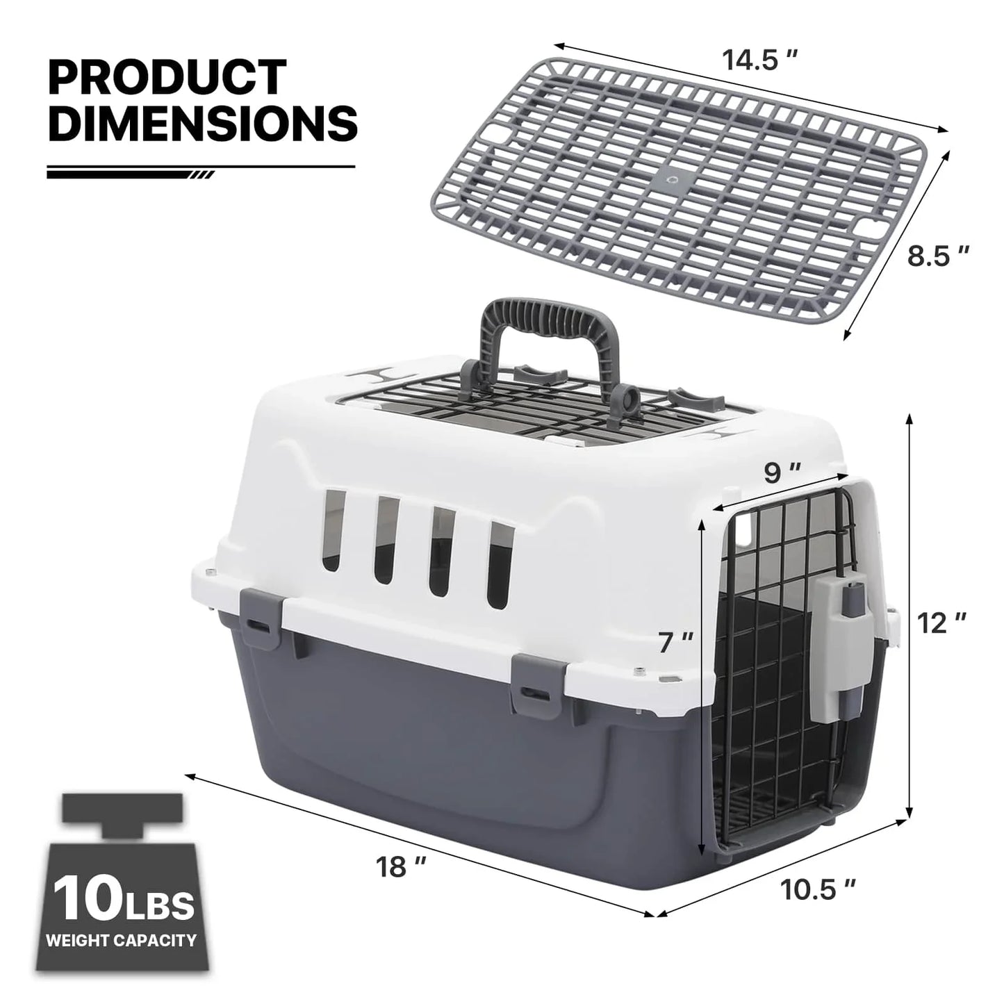 MoNiBloom 2-Door Cat And Dog Carrier Hard-Sided Travel Crate