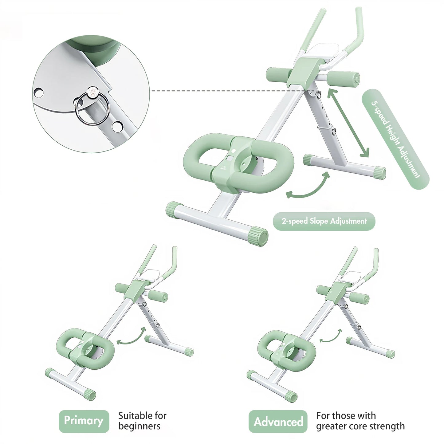 Abdominal Crunch Machine Foldable AB Workout With Resistance Bands