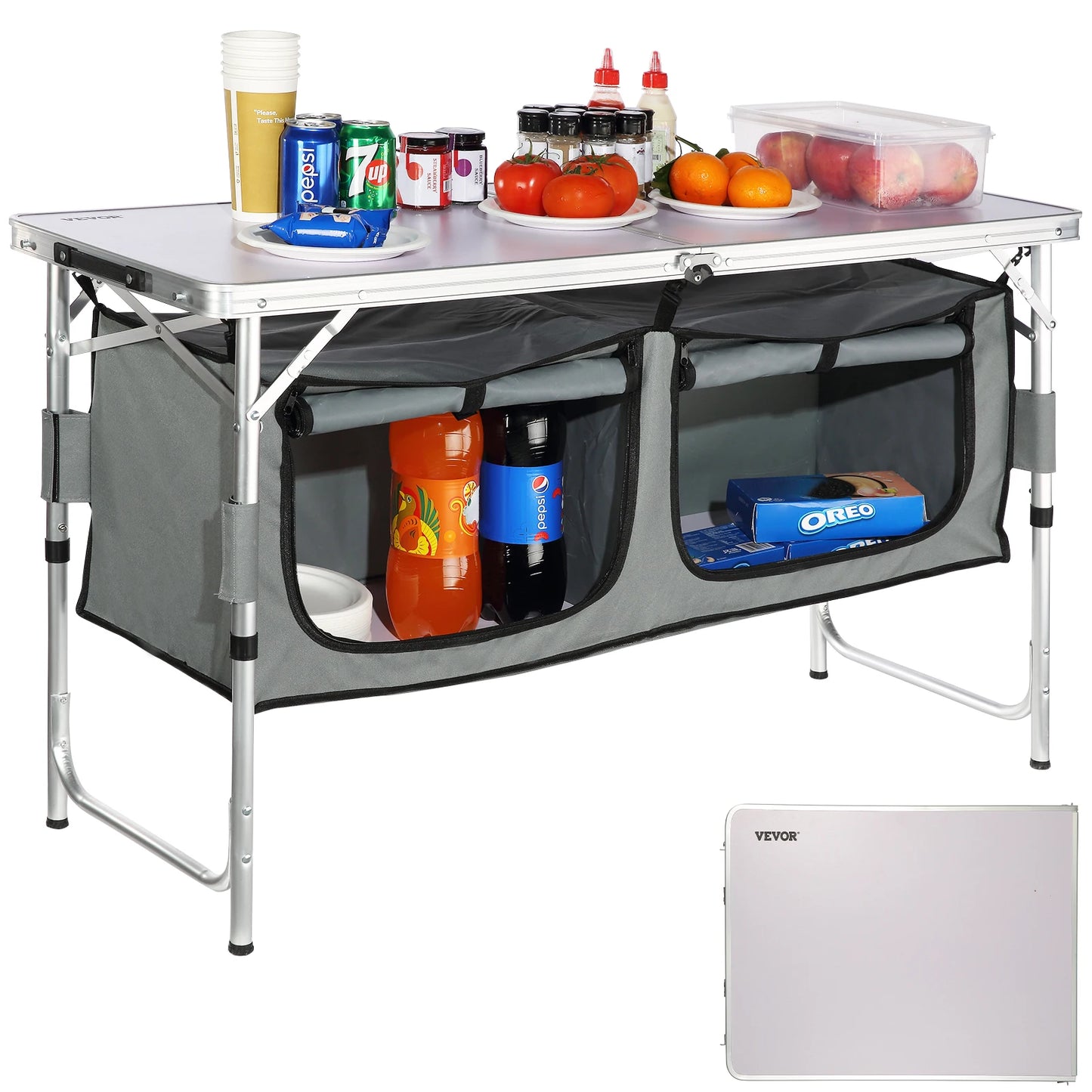 VEVOR Folding Camping Kitchen Table for Outdoor Picnics and BBQ