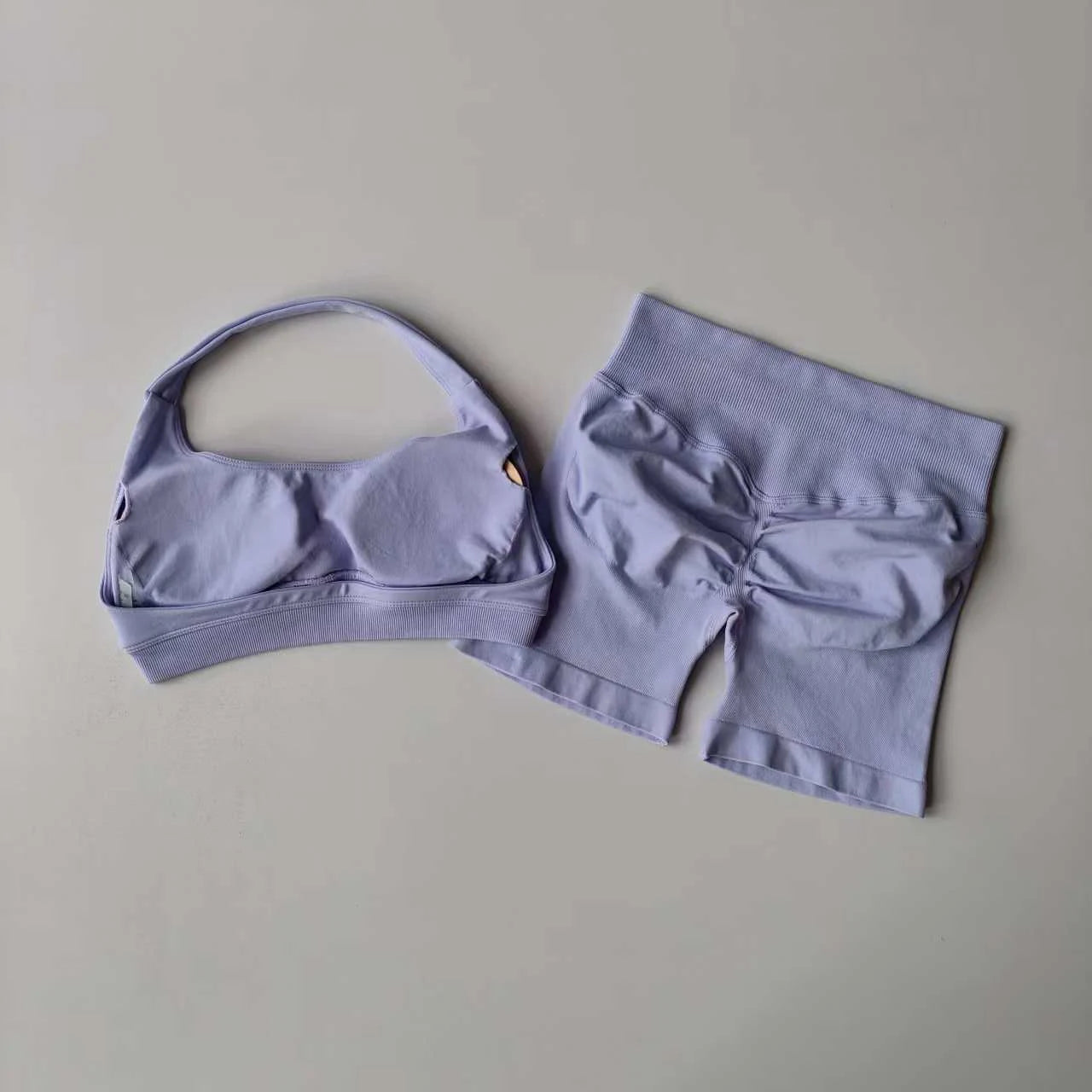 Two Piece Womens Seamless Yoga Set With High Waist Shorts