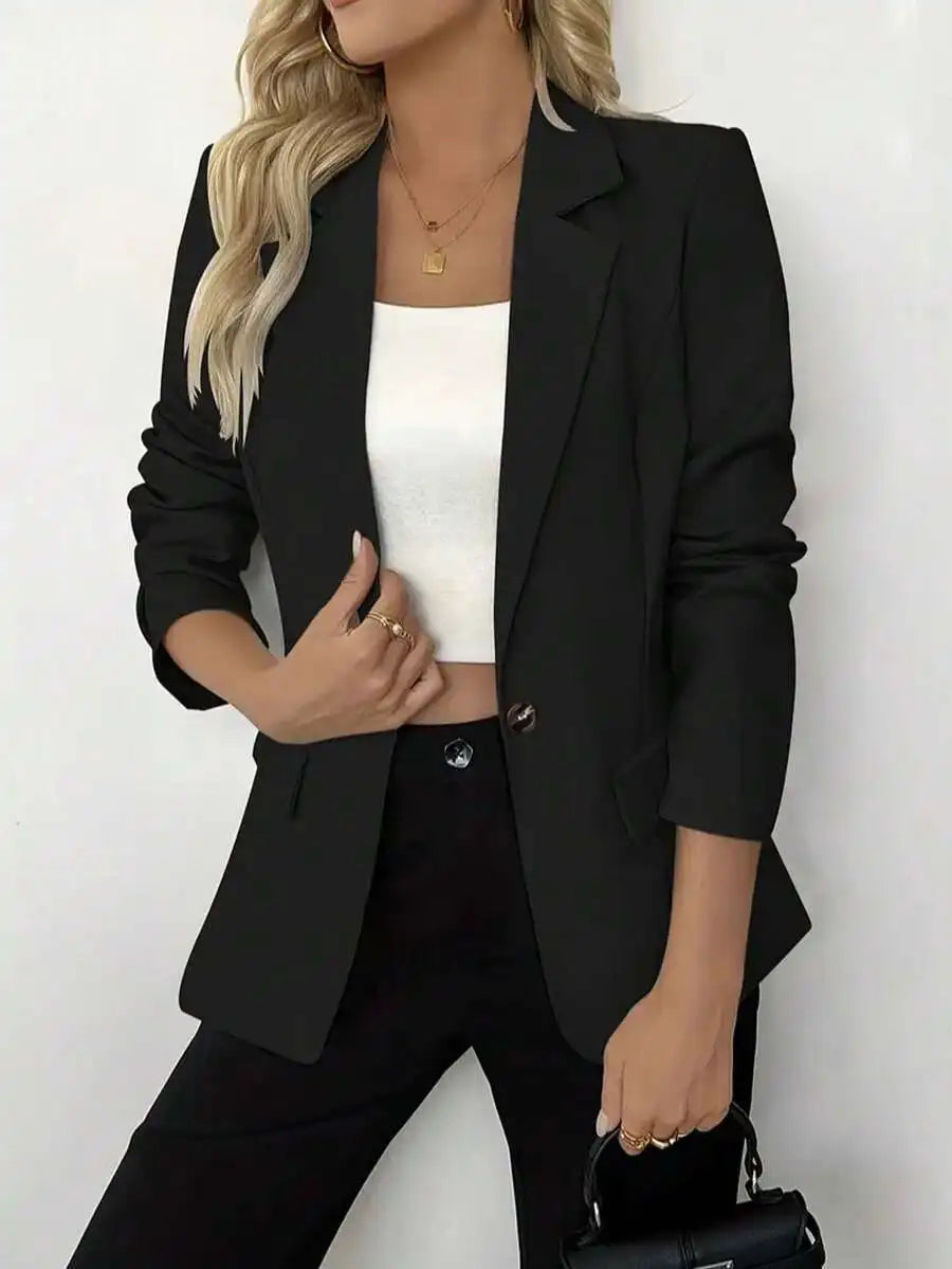 Elegant Women's Lightweight Single-Button Blazer Jacket