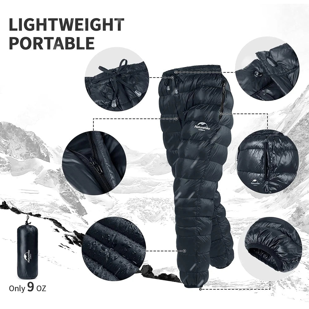 Naturehike Duck Down Pants for Man&Woman 750FP Warm Trousers Outdoor Hking Windproof Waterproof Down Trousers for Winter