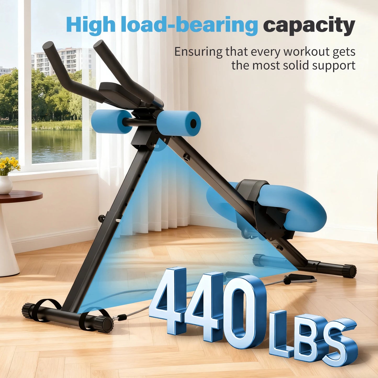 Abdominal Crunch Machine Foldable AB Workout With Resistance Bands
