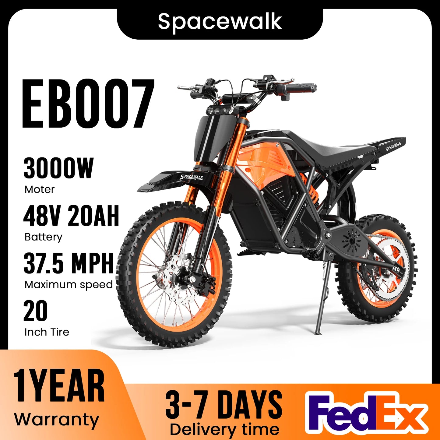 EILLEO SPACEWALK 48V Electric Dirt Bike Adults 3000W 60mi