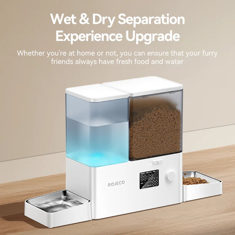 ROJECO 2in1 Automatic Pet Feeder With Water Fountain