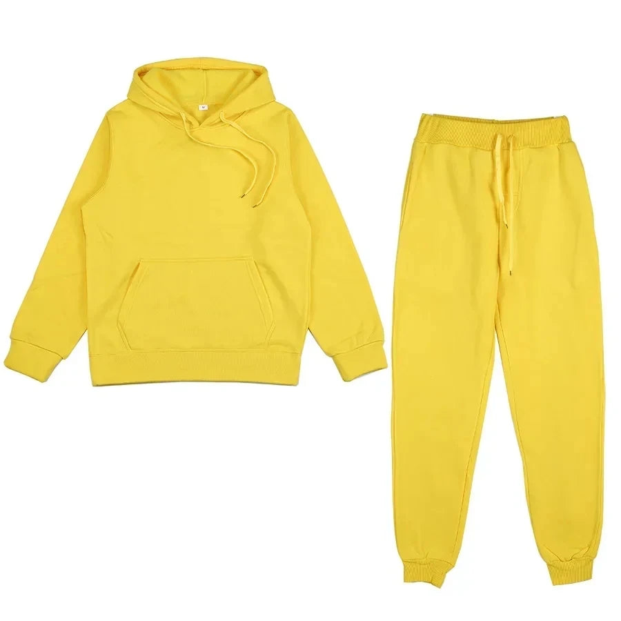 NONECN Unisex Tracksuit Hoodies 2Piece Fleece Set Pullover