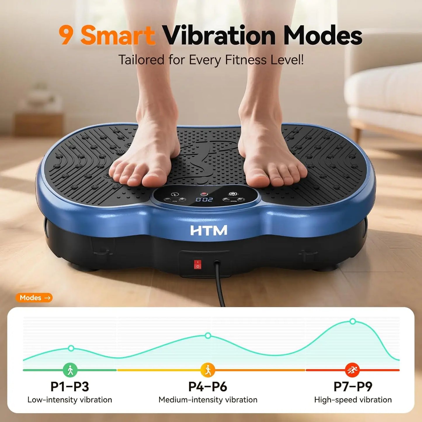 HTMM Vibration Plate For Weight Loss With 120 Speed Levels And Calorie Tracking