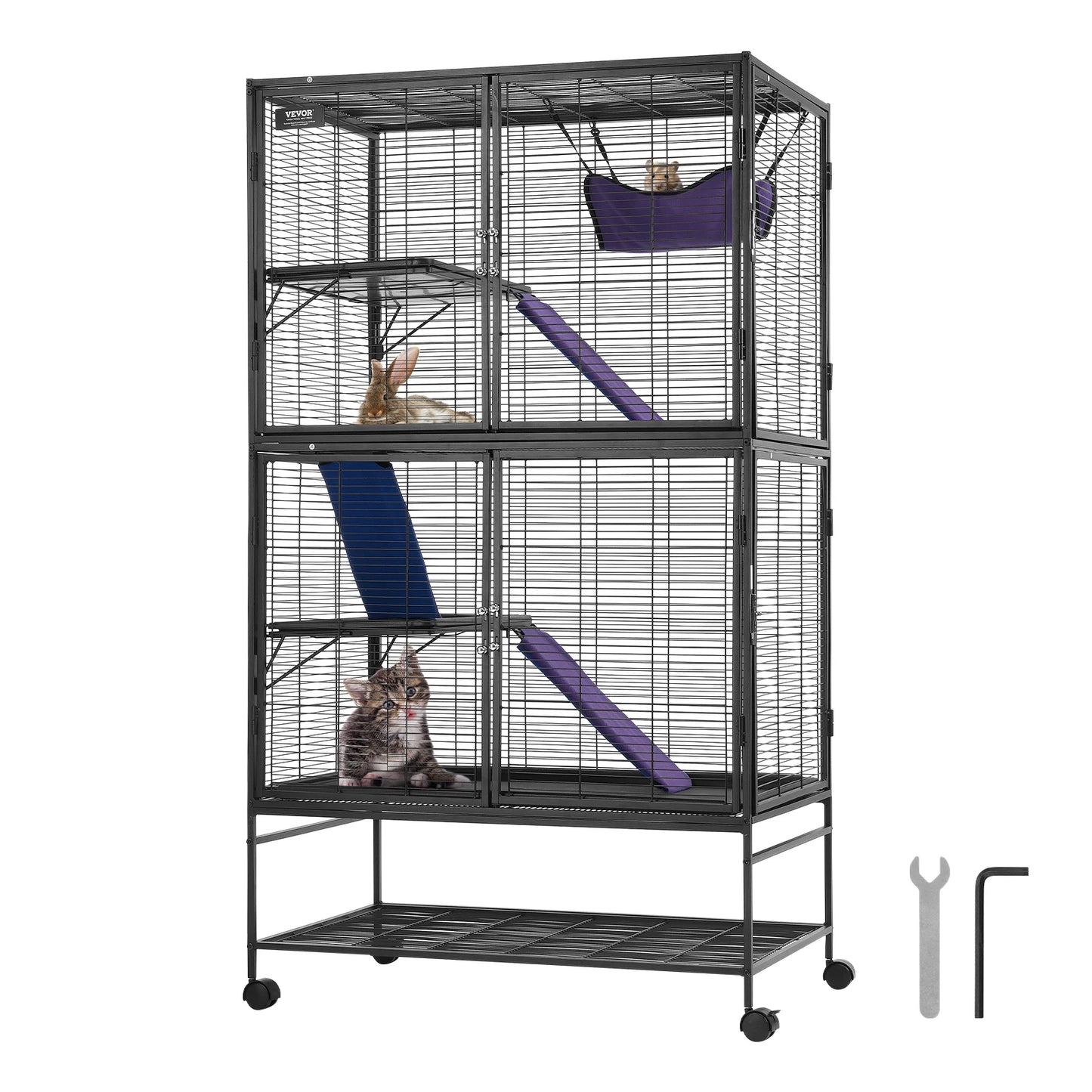 SucceBuy 4 Tier Rolling Metal Cage for Small Animals