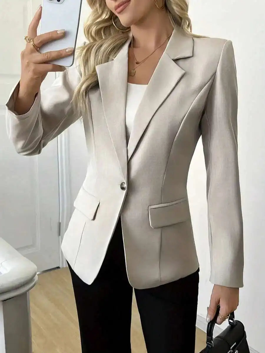 Elegant Women's Lightweight Single-Button Blazer Jacket