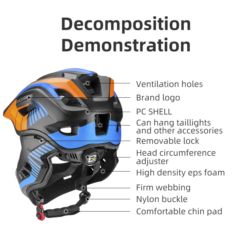 ROCKBROS Child Cycling Helmet With Detachable Full Face
