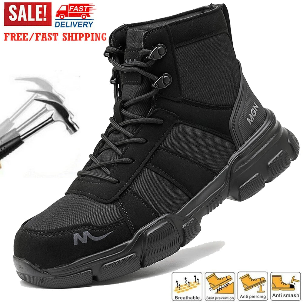 Men's Steel Toe Safety Boots Slip Resistant Lace Up