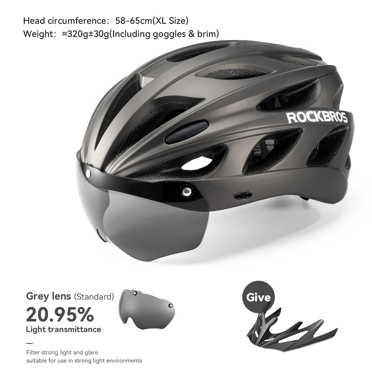 ROCKBROS Cycling Helmet Lightweight Integrated Head Protection for MTB