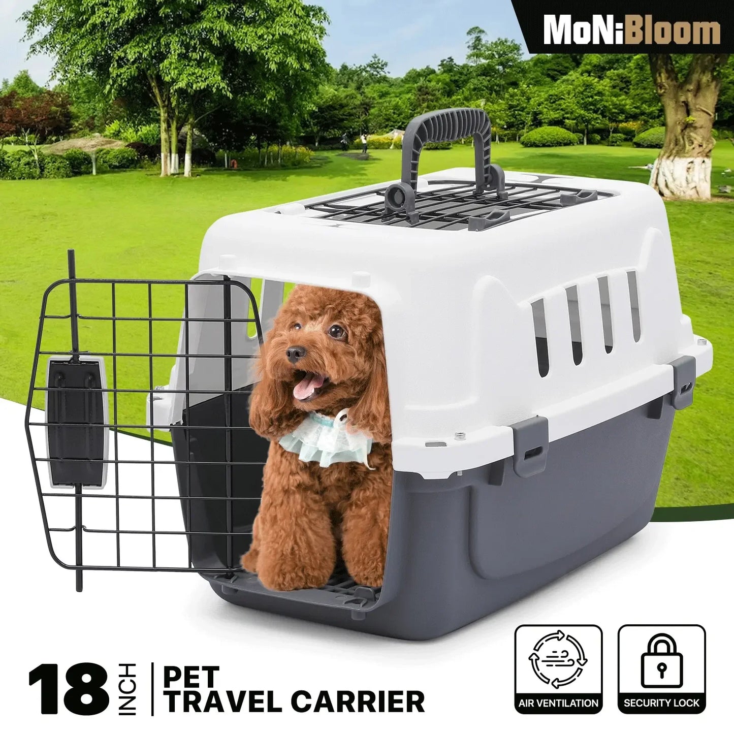 MoNiBloom 2-Door Cat And Dog Carrier Hard-Sided Travel Crate