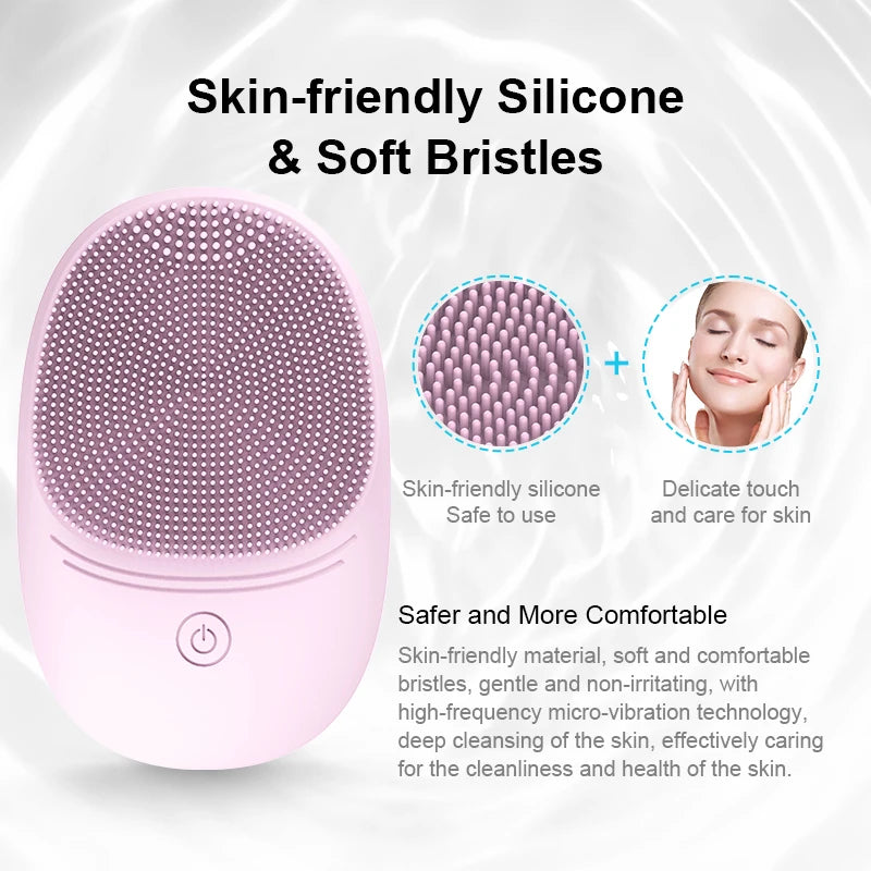 Silicone Facial Cleansing Brush Sonic Vibration Deep Clean