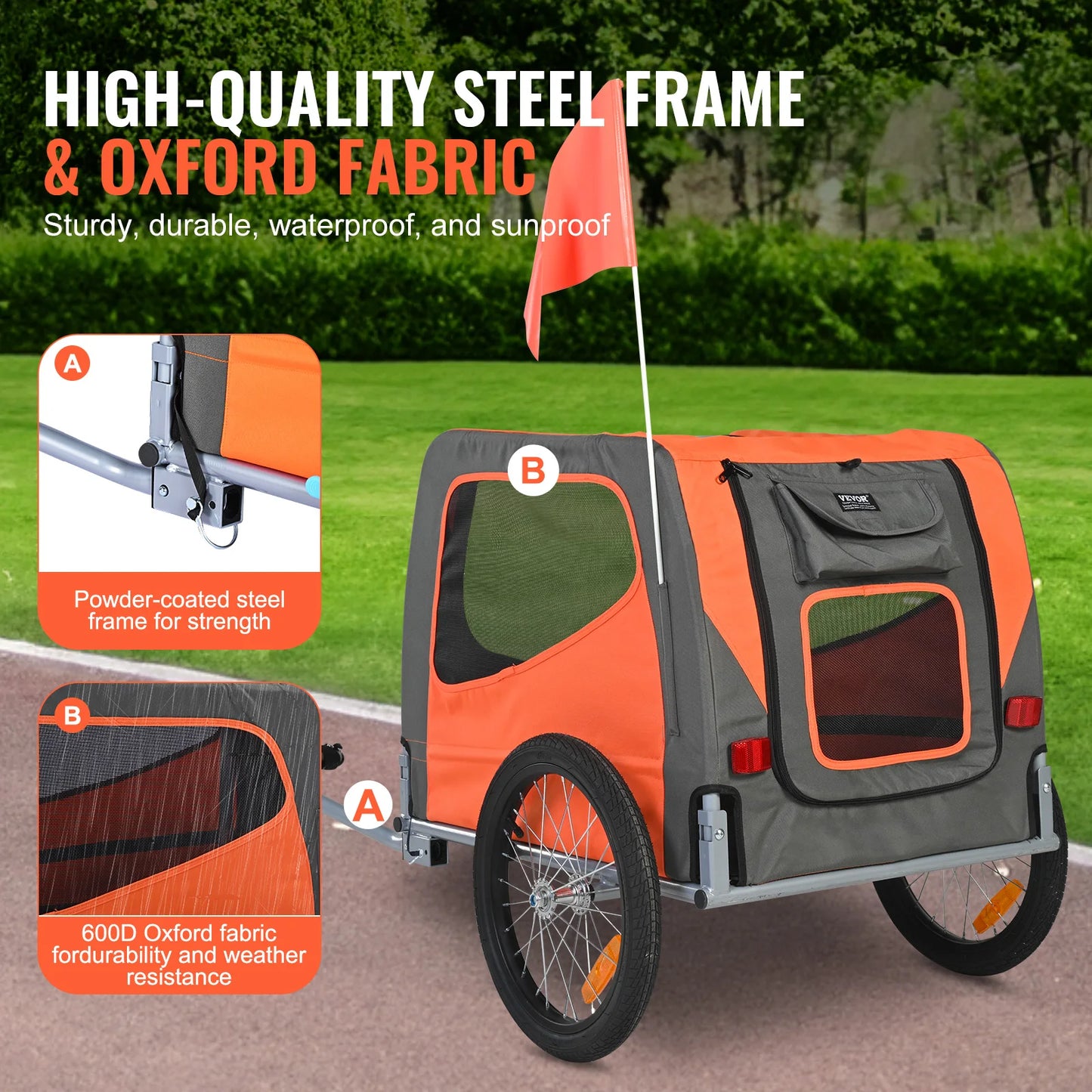 SucceBuy Pet Cart Bicycle Carrier Dog Bike Trailer Folding Frame